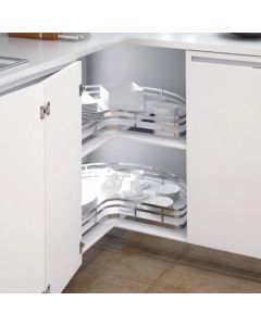 Cargo 3/4 Carousel M 2 Shelves 1 Round Chrome White Base - Chrome Finish