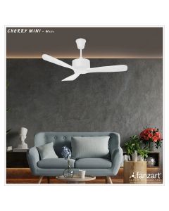 Cherry Mini – 36″ Modern Wooden Fan with 3 Customizable Hand Crafted Natural Wooden Blades in Matte White Finish, Whisper-Quiet Technology and Optional Remote Integration
