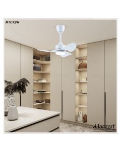 Micron Matte White LED- 32″ Modern fan with 3x Premium ABS Blades in Matte White finish, Whisper-Quiet BLDC Motor, Multi-colour LED, Summer-Winter Feature, Remote Control