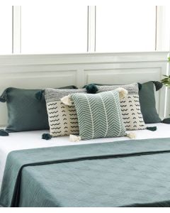 Aysel Honey Dew Color 100% Cotton Knitted With Polyester Filled King Size Bed Cover With 2 Pillow Cover Set(Set Of 3)