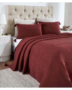 Antique Mahogany 100% Cotton Knitted King Size Bed Cover with 2 Pillow Covers (Set of 3)