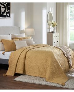 Summer Beauty Medium Beige Melange Color 100% Cotton Knitted King Size Bed Cover with 2 Pillow Cover Set